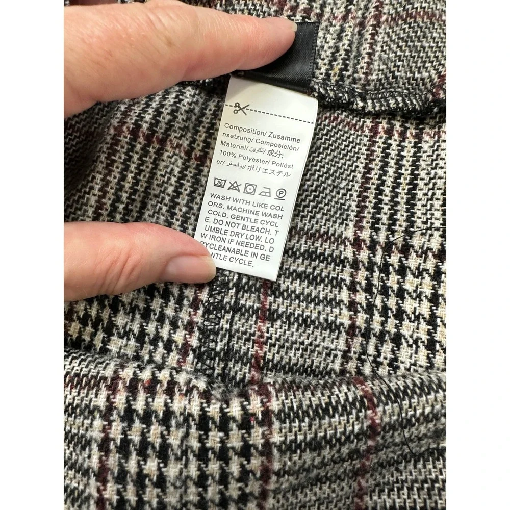 SHEIN Curve 4XL Grey Glen Plaid Button Detail Midi A-Line Skirt Plus Size